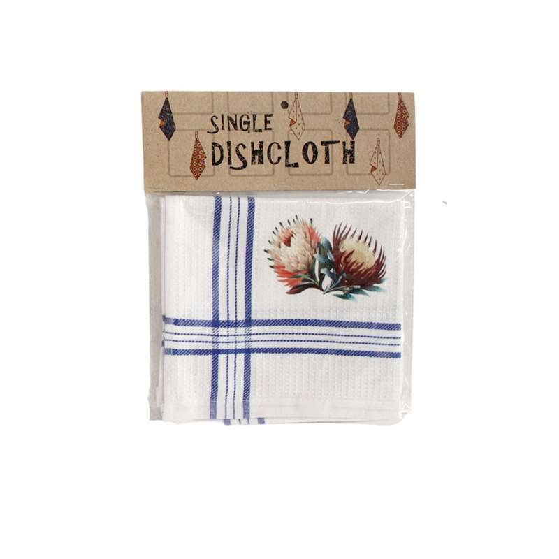 Protea Pattern Cotton-Blend Kitchen Dishcloth