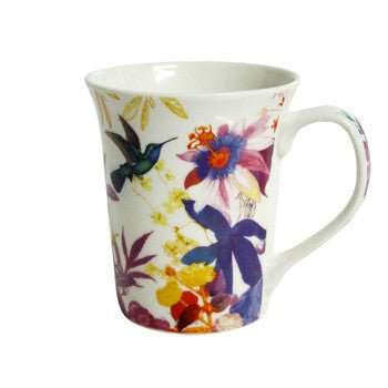 Purple Hummingbird Flower Ceramic Mug