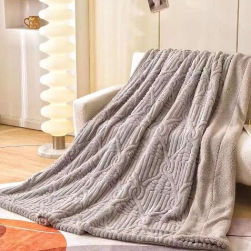 Queen Size Polyester Blanket - Light Grey