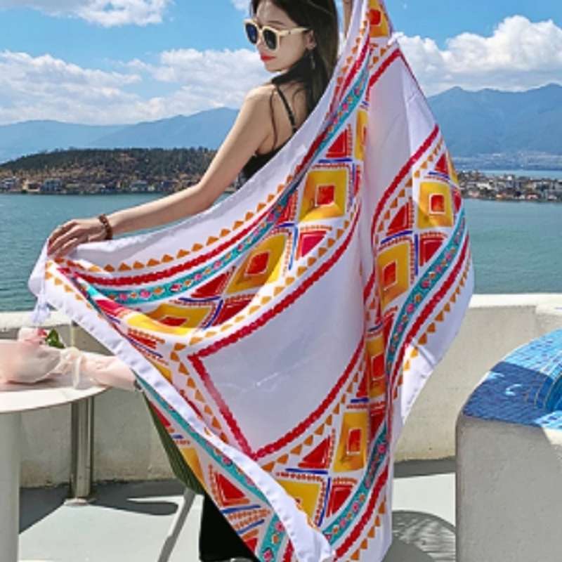 Red Orange Tribal Triangle Art Scarf