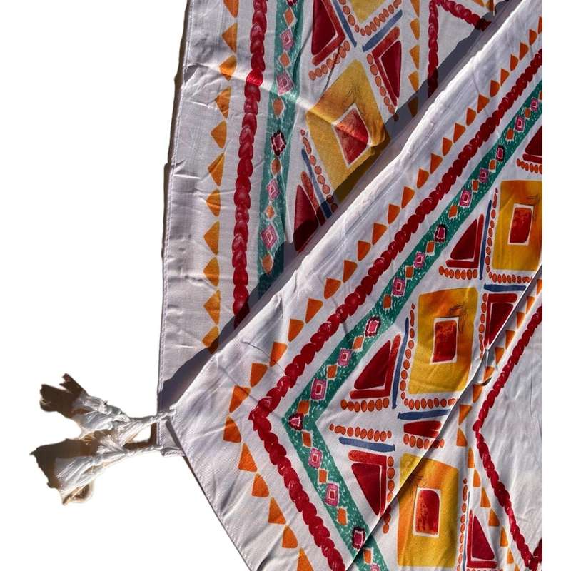 Red Orange Tribal Triangle Art Scarf