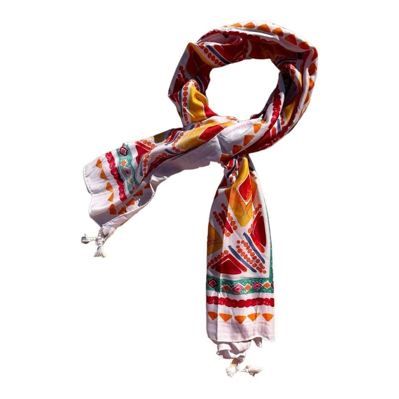 Red Orange Tribal Triangle Art Scarf