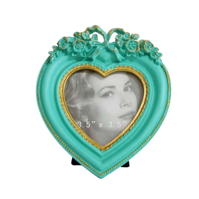 Seagreen Heart Rose Bow Photoframe