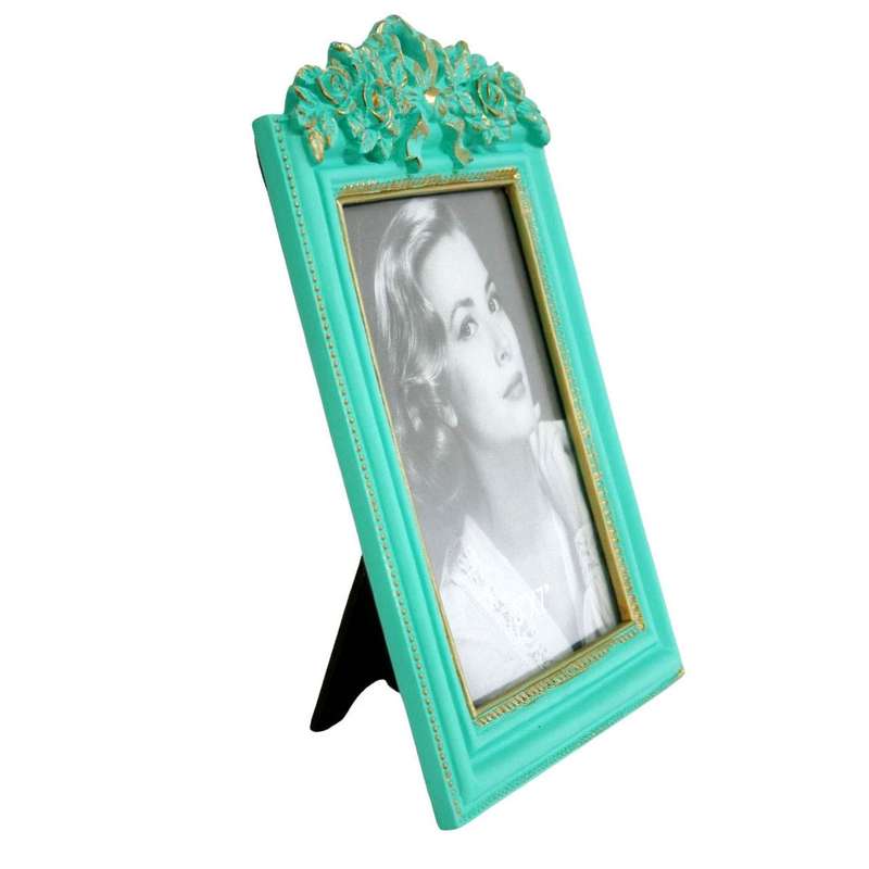Seagreen Rectangle Rose Bow Photoframe