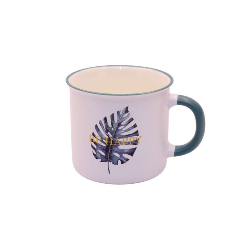 Single Leaf Ceramic Mug - Be Happy