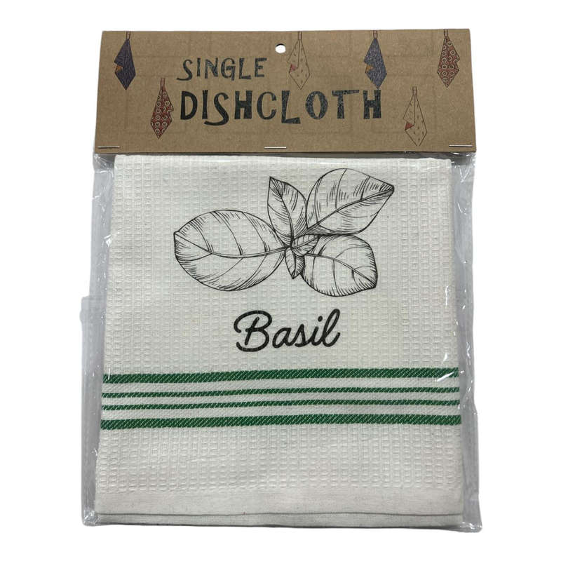 Single Printed Dishcloth - Basil