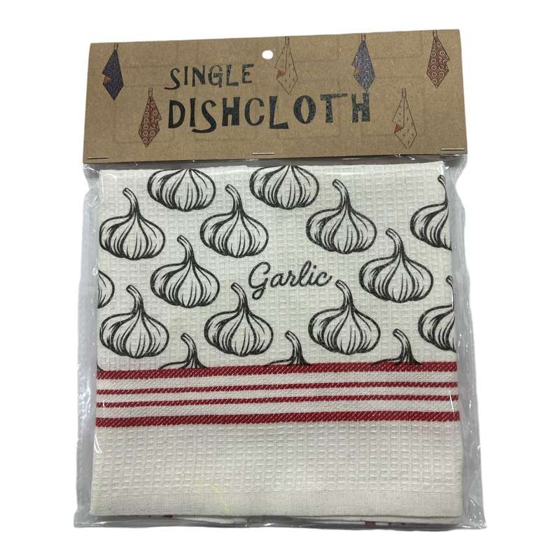 Single Printed Dishcloth - Garlic