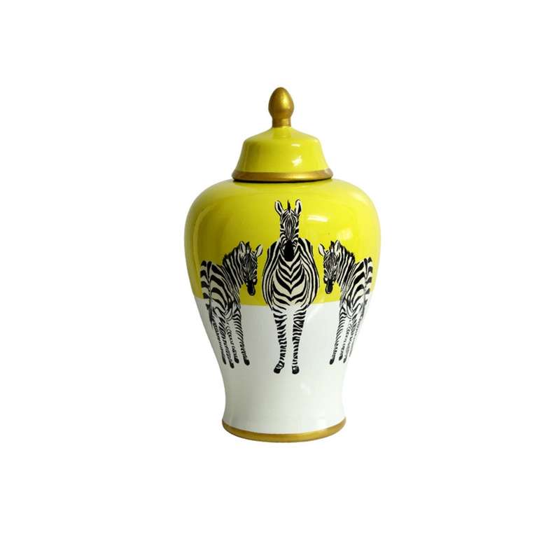 Small Ceramic Ginger Jar - Zebras