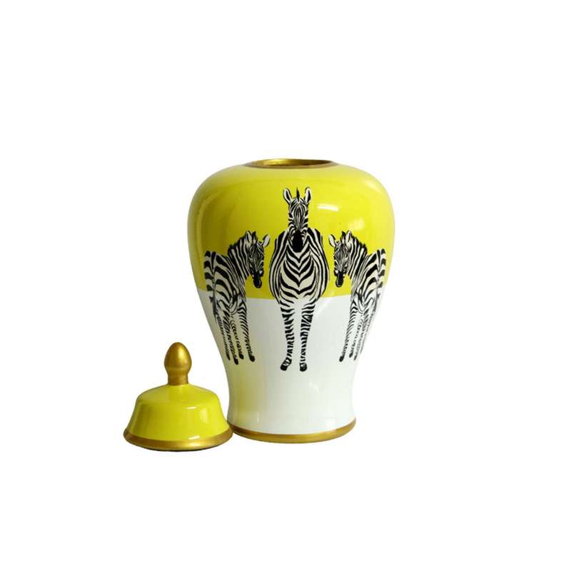 Small Ceramic Ginger Jar - Zebras