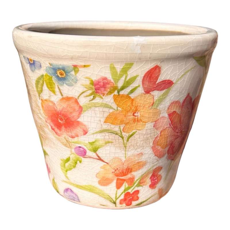 Small Ceramic Pot - Flowers
