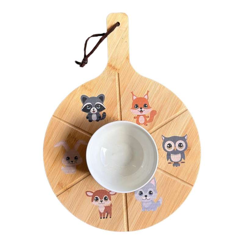 Small Round Bamboo Board With Handle - Kids
