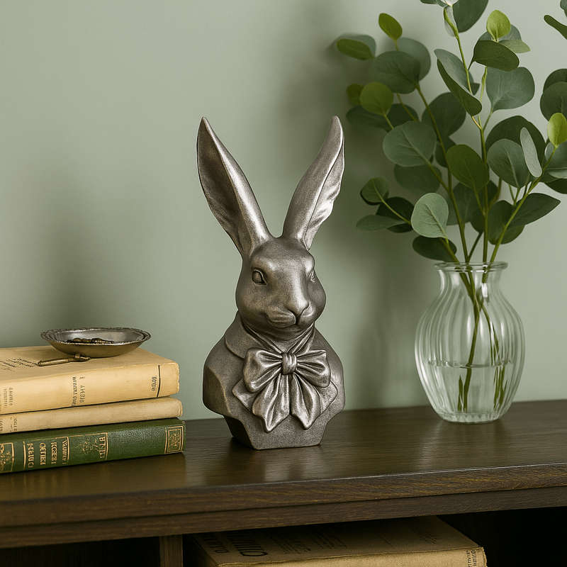 Small Silver Gentleman Bunny Bust