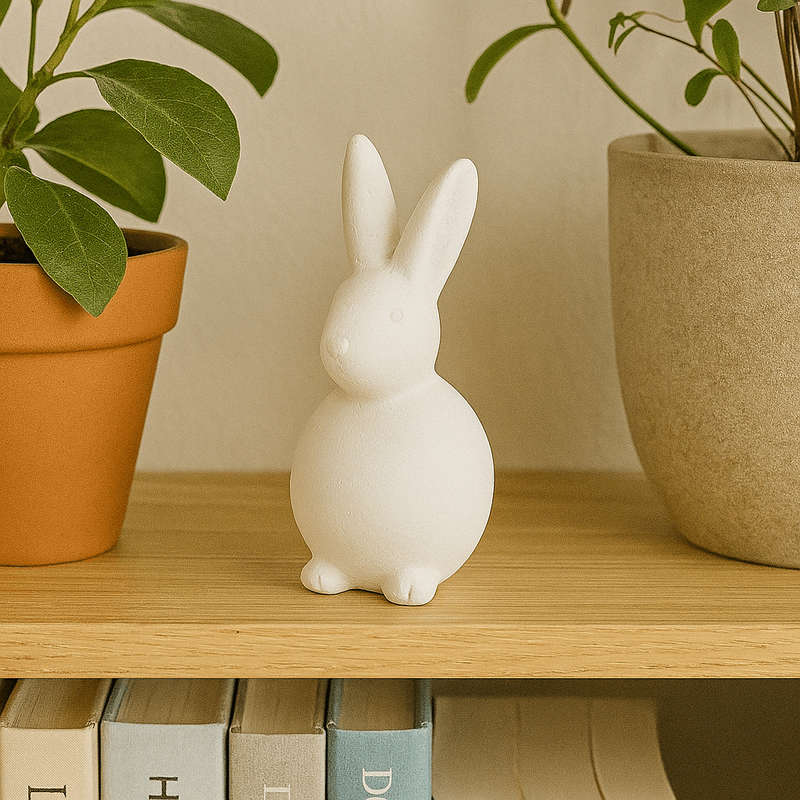 Small White Cement Bunny