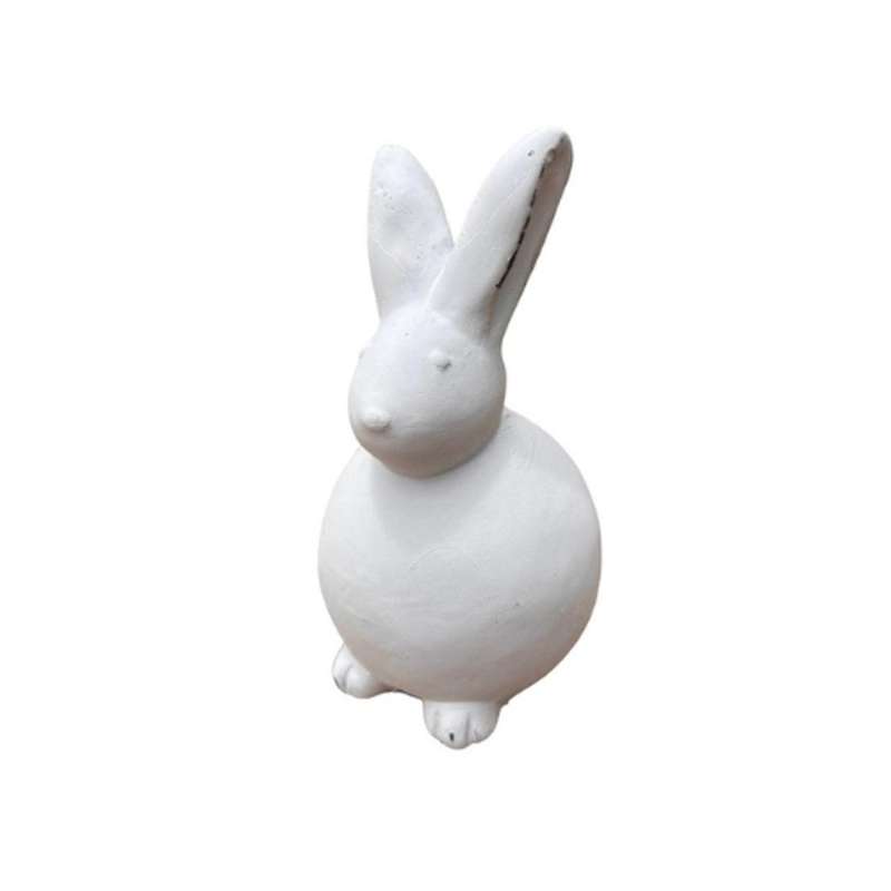 Small White Cement Bunny