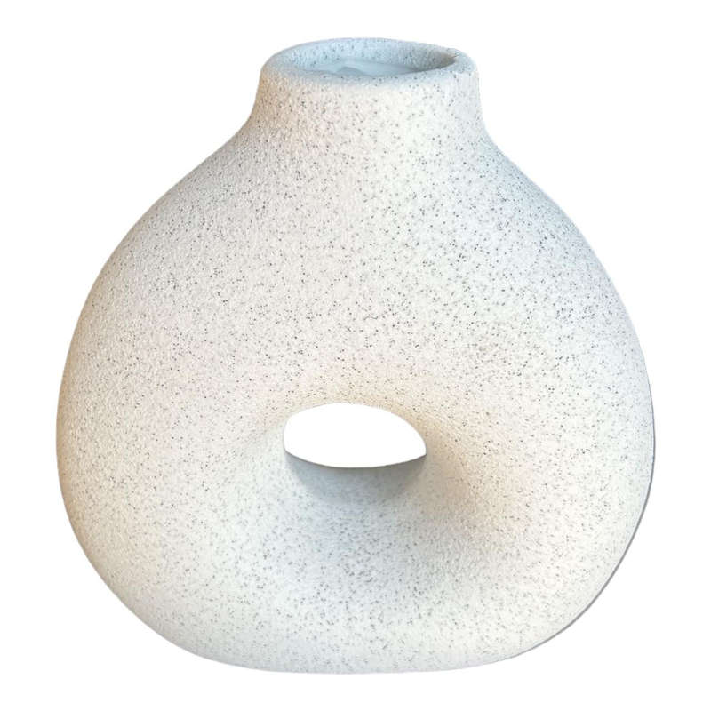 Small White Ceramic Doughnut Vase