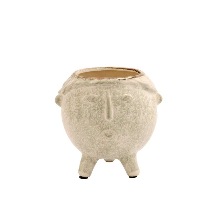 Small  White Ceramic Face Planter