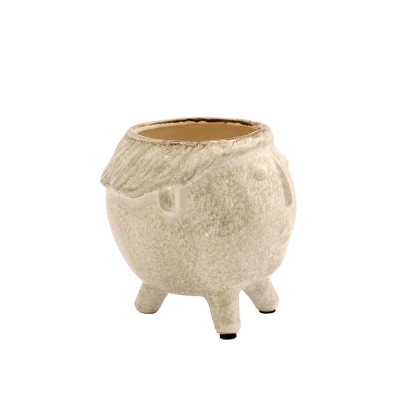 Small  White Ceramic Face Planter