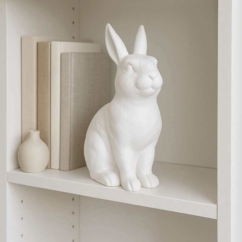 Small White Sitting Bunny Looking Right