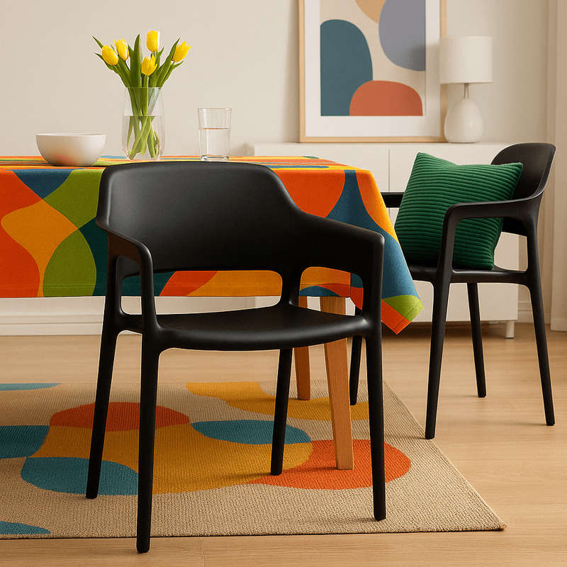 Solid Stackable Black Chair