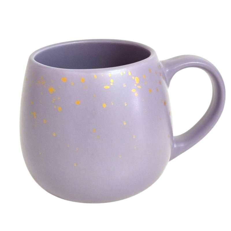 Speckled Elegance Ceramic Mug in Gold and Purple