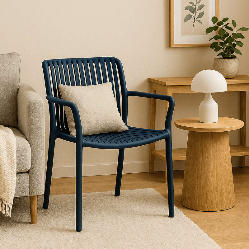 Stackable Blue Weaved Seat Chair