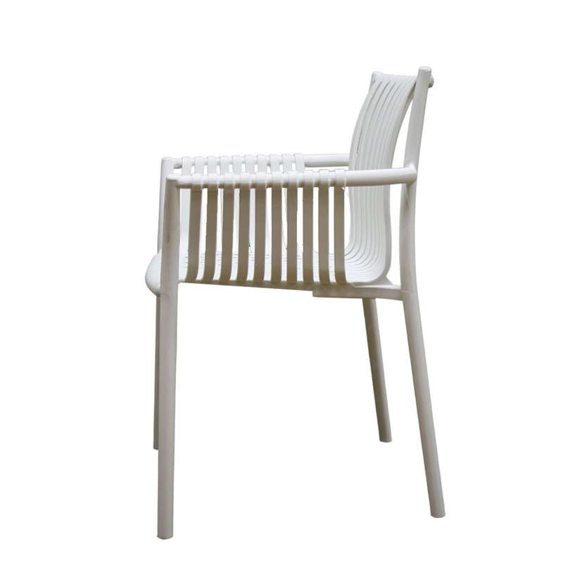 Stackable White Weaved Seat Chair