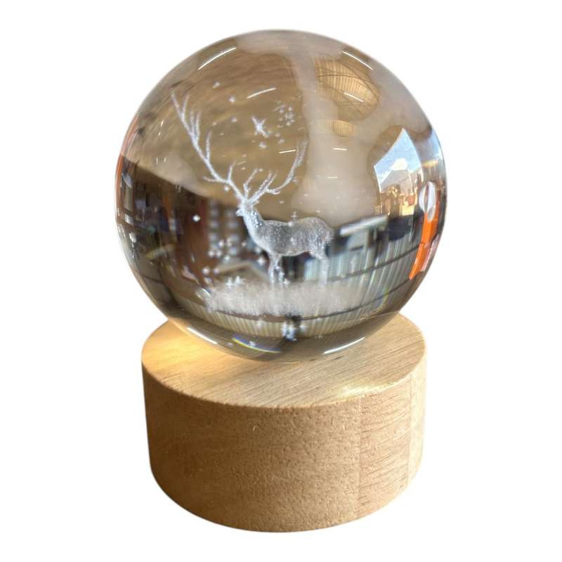 Stag Motif Illuminated Glass Sphere