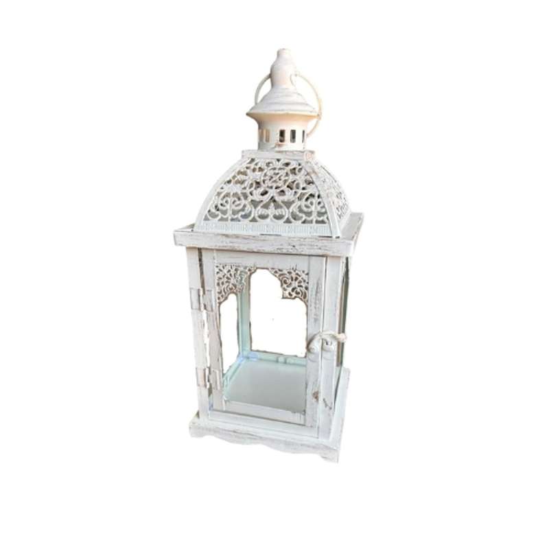 Storm Lantern - White Wooden Look