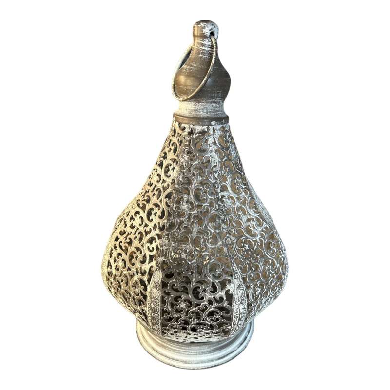 Teardrop Storm Lantern With Lamp - Twirls And Swirls