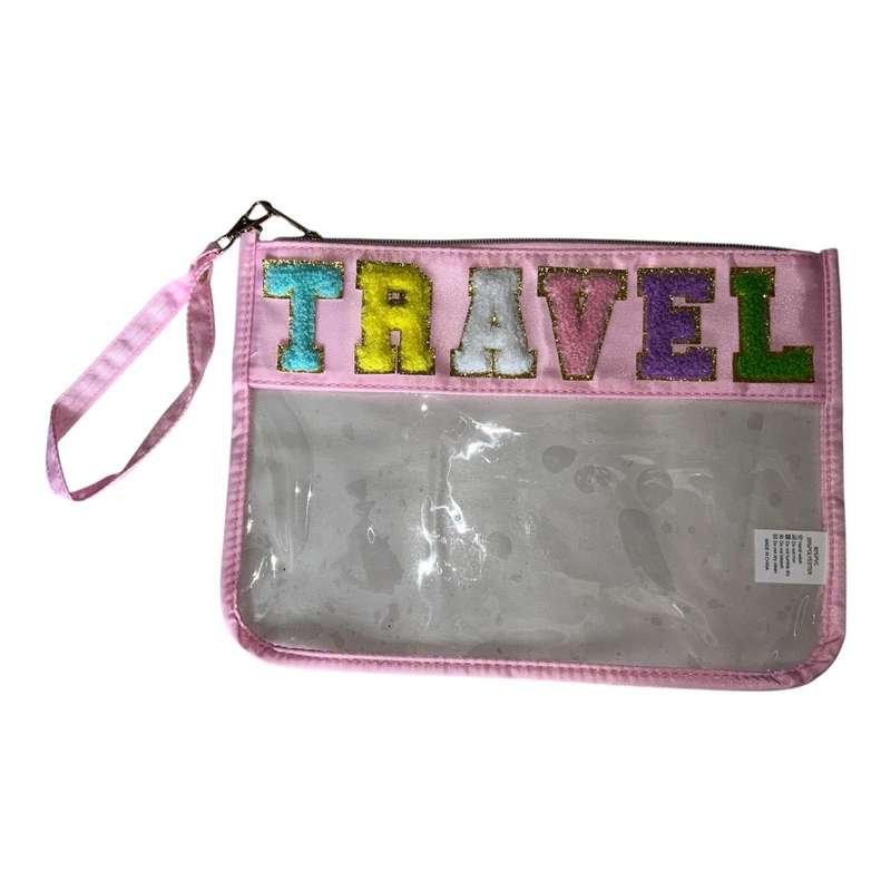 Travel Pink PVC Zip Bag