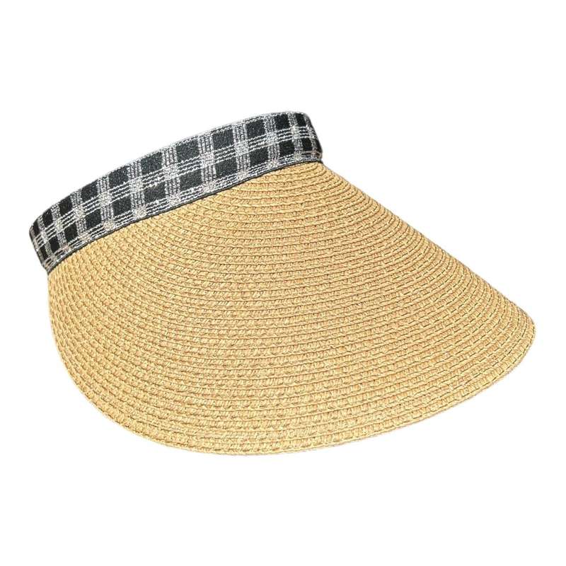 Visor Hat - Black Checker Band, Beige