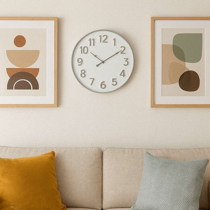 Wall Clock - Grey With Grey Clock Hands