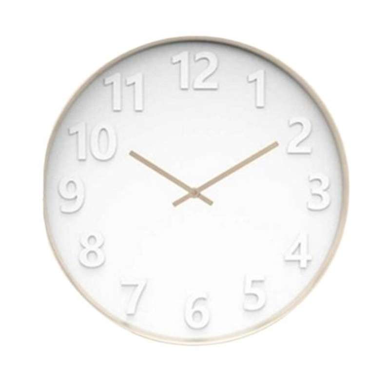 Wall Clock - White With Brown Clock Hands