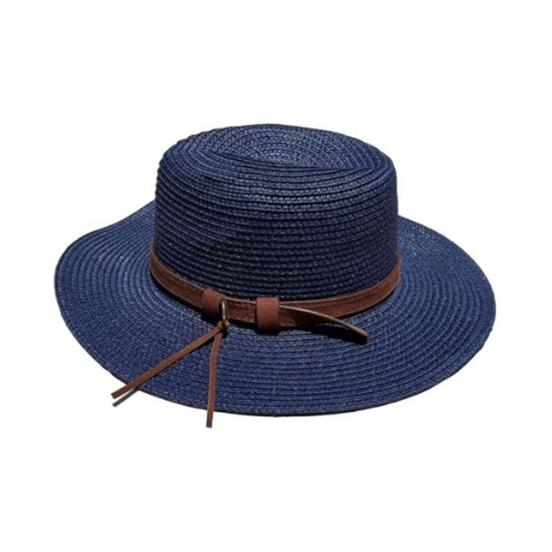 Weaved Hat - Blue, Brown Belt