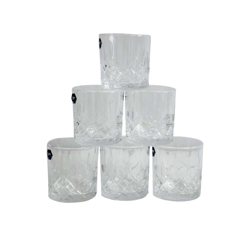 Whiskey Tumbler Set of 6 - Clear Diamond Pattern