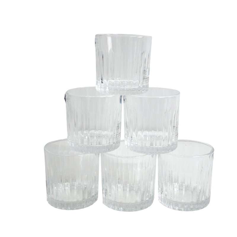 Whiskey Tumbler Set of 6 - Clear Lines Pattern