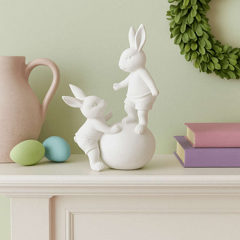 White Bunnies On Egg