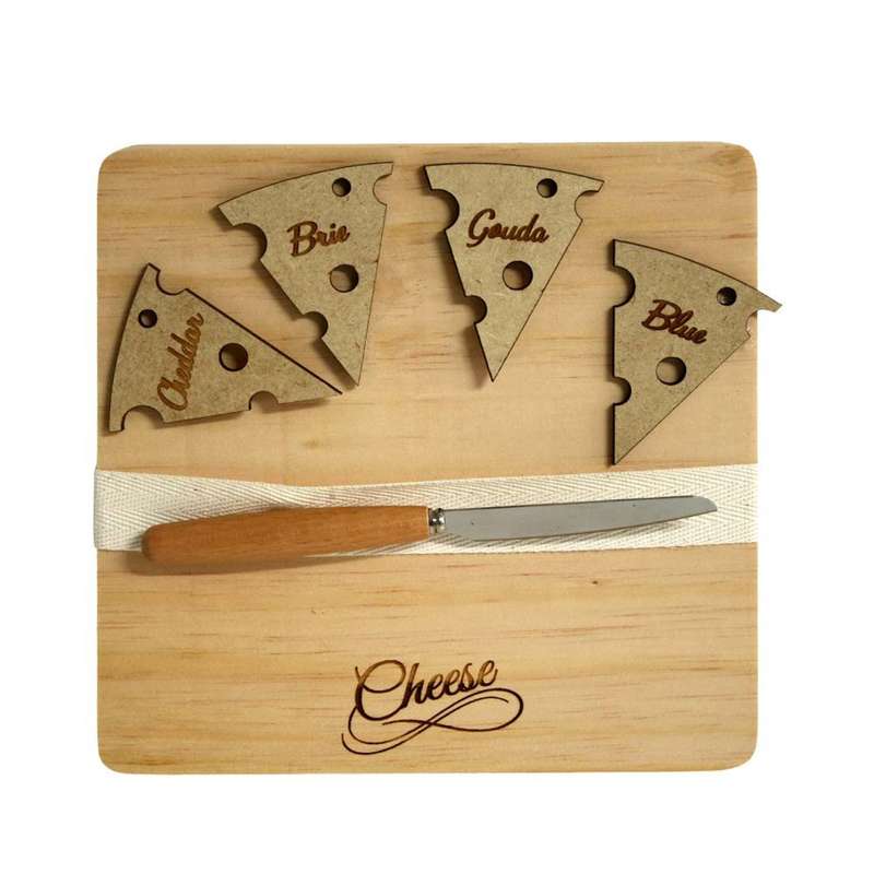 Wooden Cheese Board with 4 Cheese Pegs