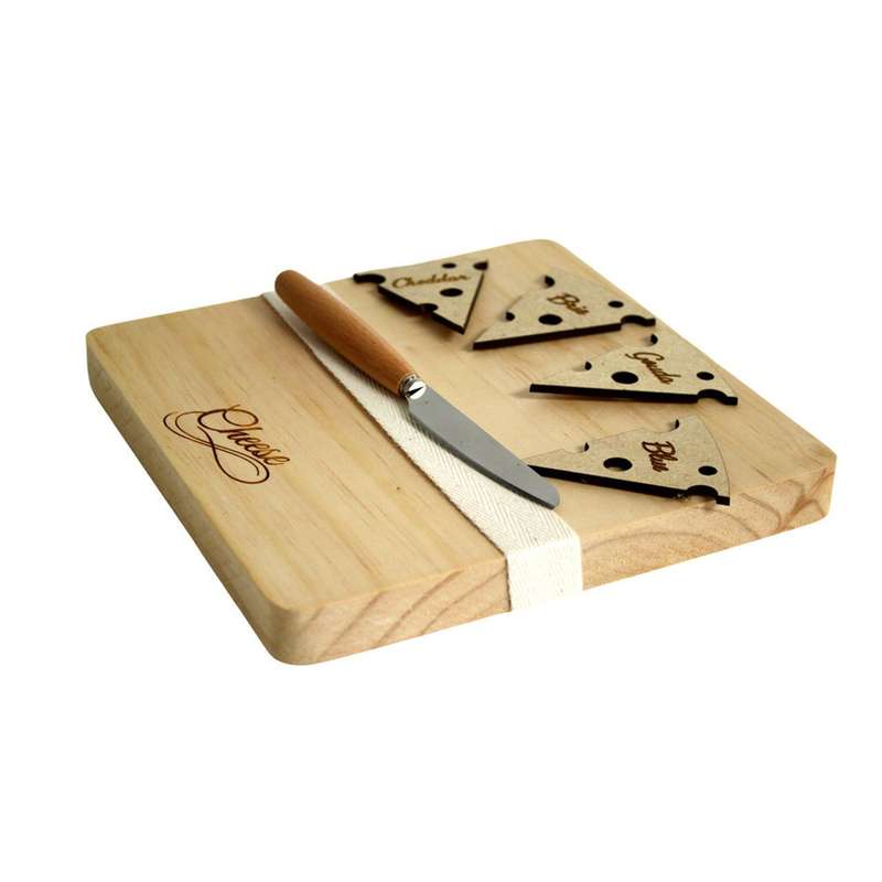 Wooden Cheese Board with 4 Cheese Pegs