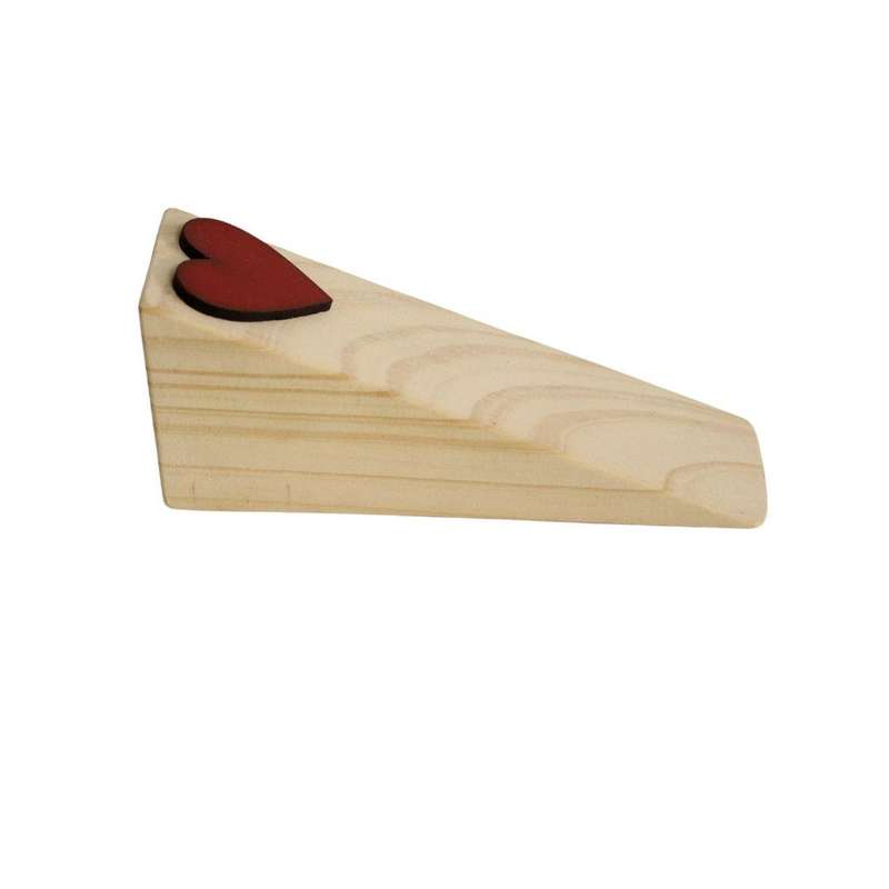 Wooden Doorstop - Red Heart Wedge