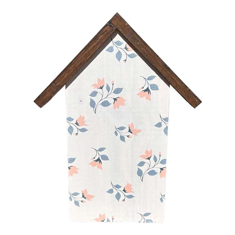 Wooden House Ornament - Flowers