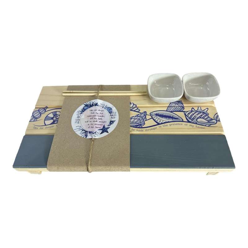 Wooden Platter - Blue Shells