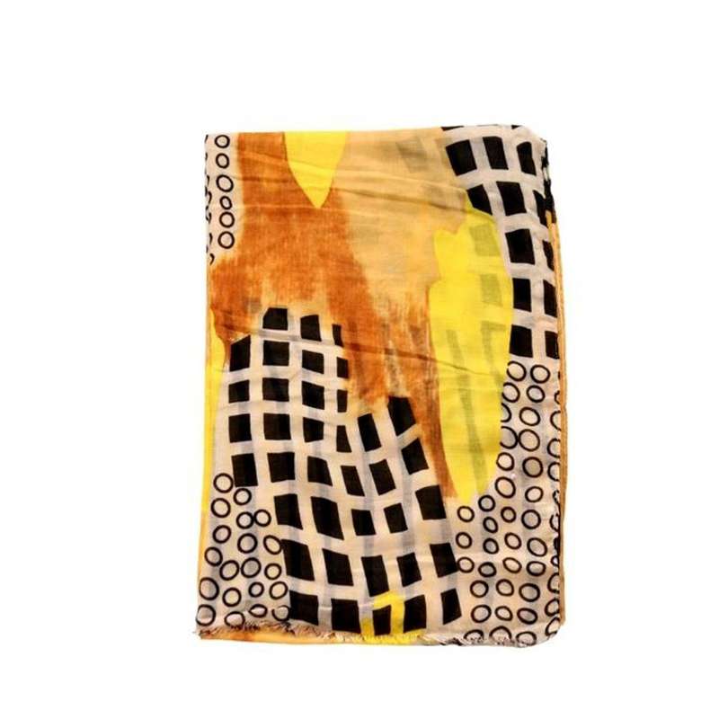 Yellow and Orange Abstract Pattern Scarf