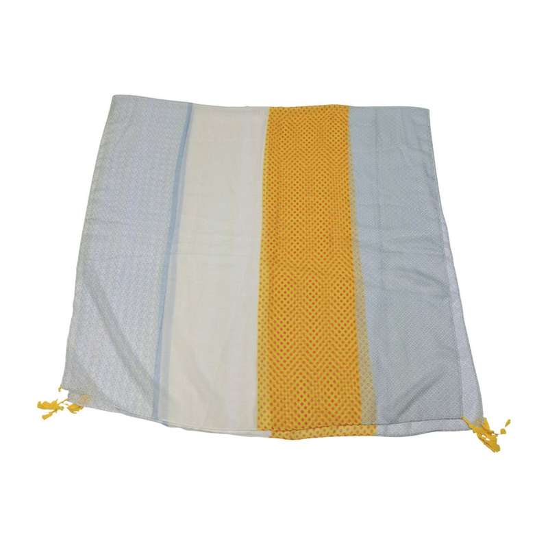 Yellow, Blue, and Cream Patterned Scarf