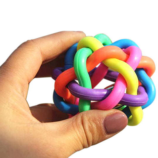 Rubber Rainbow Jingle Bell Ball For Pets