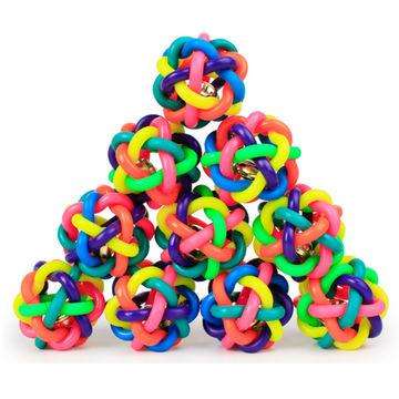 Rubber Rainbow Jingle Bell Ball For Pets