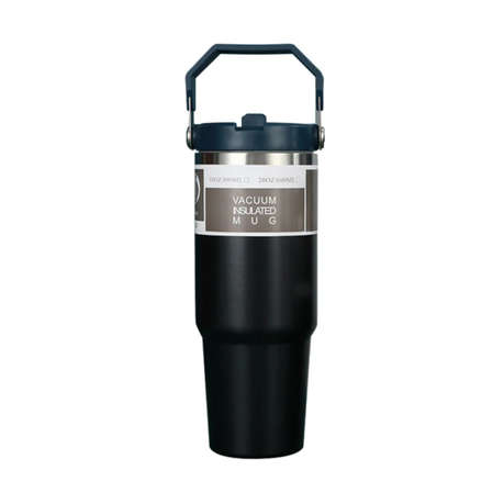 890ml Thermal Insulated Travel Mug with Carry Handle and Straw