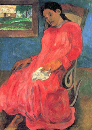 Women in Red Dress by Gaugin - Lustre Photographic Paper / No Frame / A4