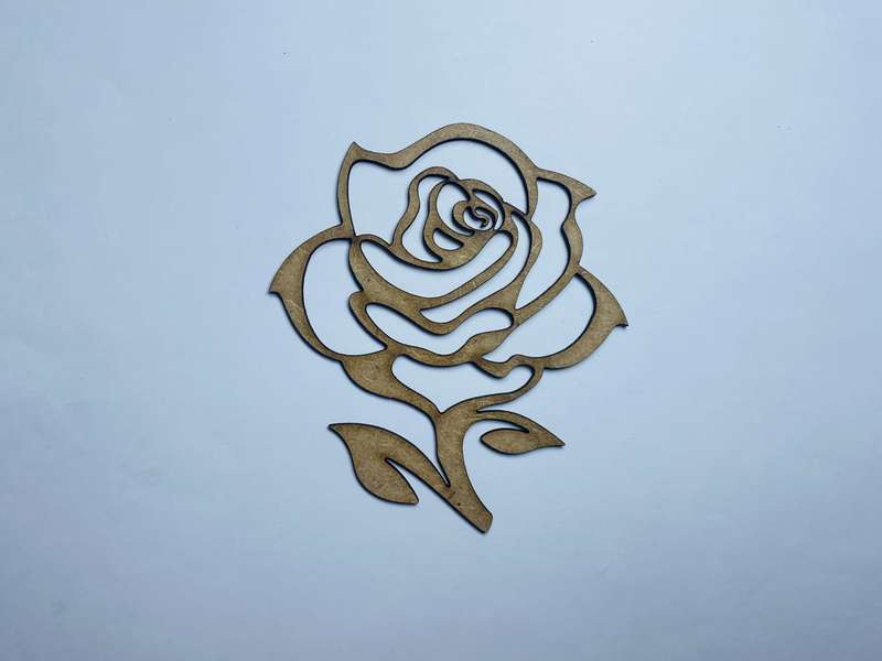 Laser Cut Unfinished Rose Flower Shape Wood Cutout 76mm