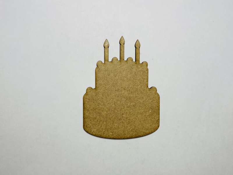 Laser Cut Unfinished Wood Birthday Cake Cutout 76mm